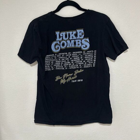 Luke Combs Mens Black Beer‎ Never Broke My Heart Tour 2018 T-Shirt Size Small - Picture 4 of 5